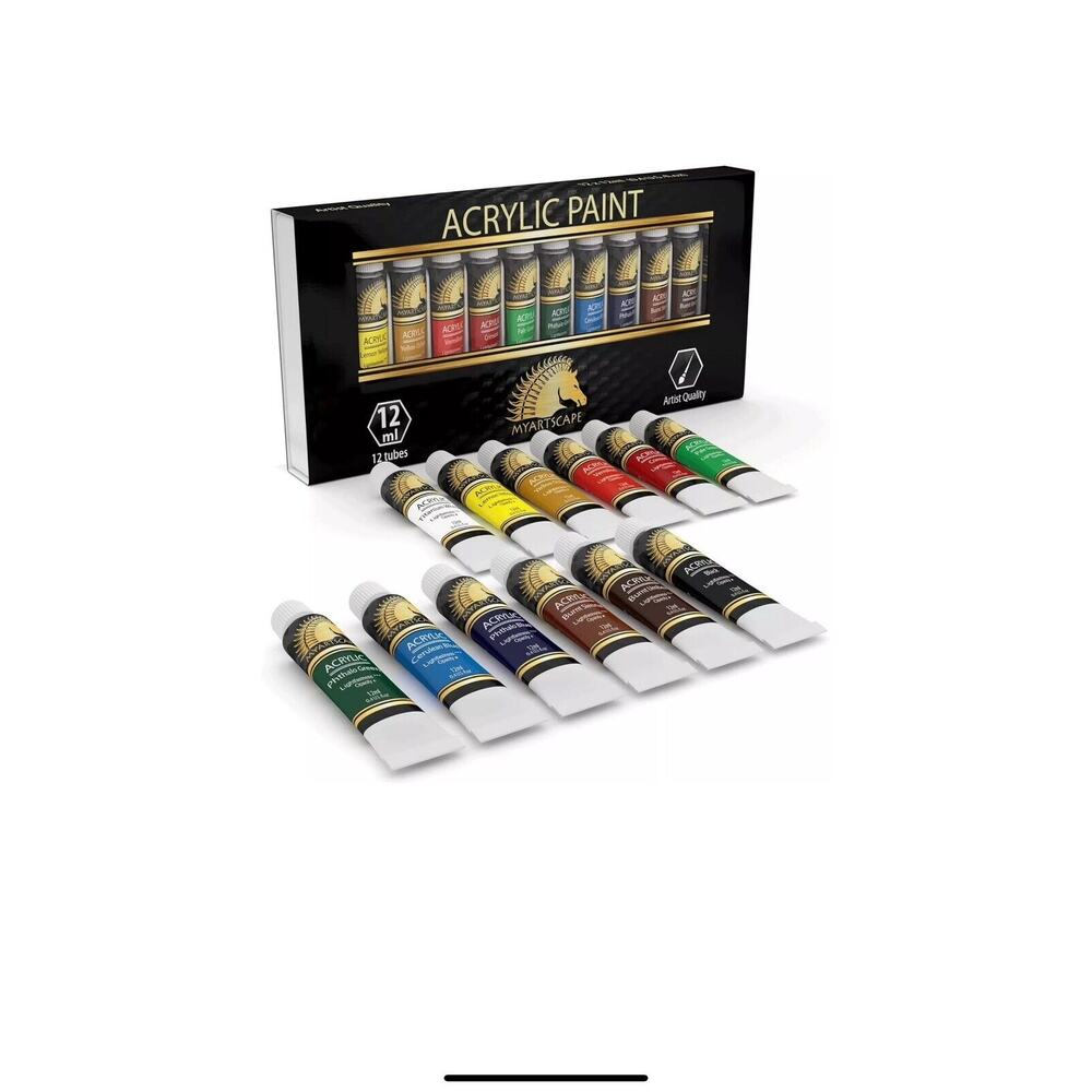 MyArtscape Acrylic Paint Set - 12 x 0.4 Fl Oz (Pack of 12), 12 x 12ml